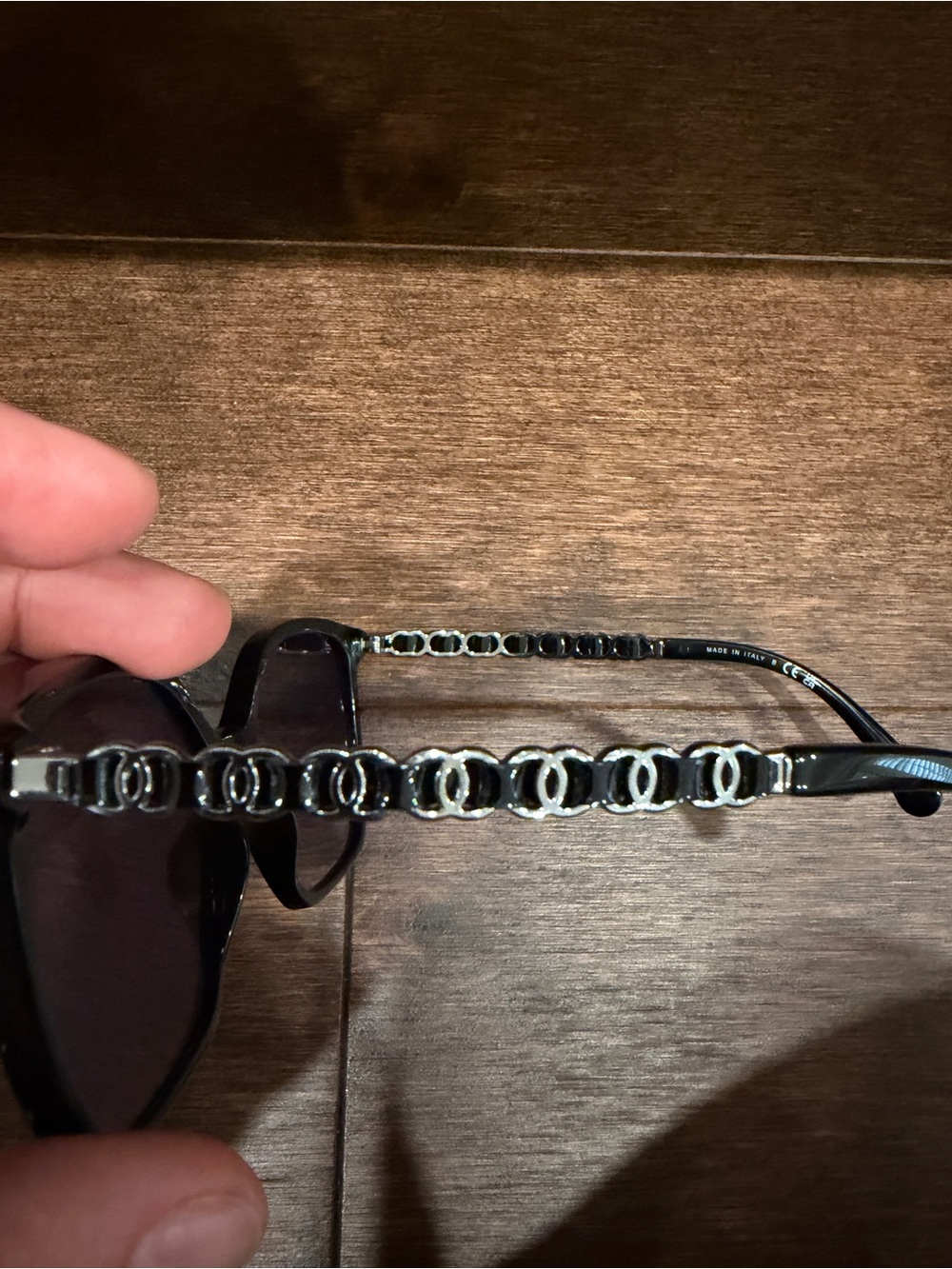 CHANEL Black Glossy Cat-Eye Sunglasses with Logo Accent - Picture 12 of 12